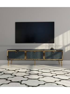 Morepp Rami 150 cm Tv Sehpası Antrasit-Altın