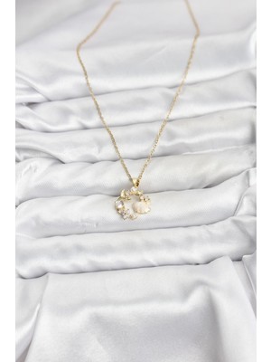 Maarketim 316L Çelik Zincir Gold Renk Deniz Tema Model Zirkon Taşlı Kadın Kolye