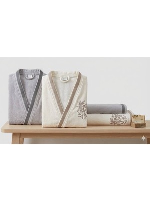 Özdilek Nev Bordado Gri-Krem Aile Seti