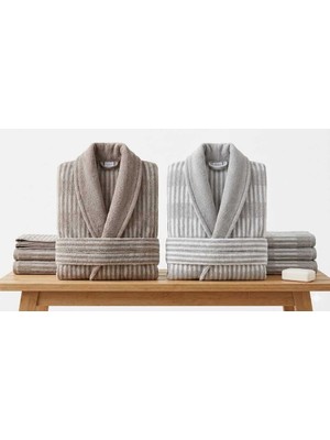 Özdilek Strıscıa Kahverengi-Bej Aile Seti