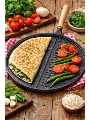 Brillant Gözleme Tavası Cursa  Xl Boy  36CM Siyah  Çift Taraflı  Döküm Tava