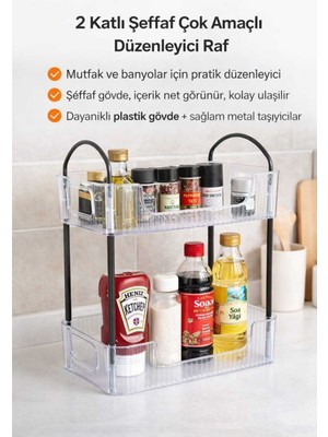 UltraMint Çift Katlı Şeffaf Kristal Makyaj ve Takı Organizeri