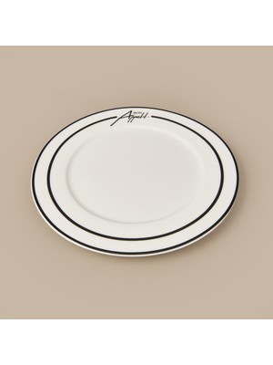 Evidea Kitchen Elegant Curves Porselen Servis Tabağı - Siyah / Beyaz - 25 cm