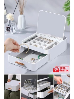 UltraMint Aynalı Çok Bölmeli Makyaj ve Takı Organizer, Şıklık ve Düzen Için Ideal