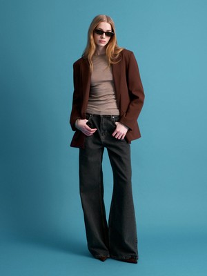 Dilvin 60767 Blazer Ceket-Açık Kahve