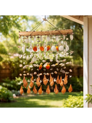 Hedicaret Bambu Rüzgar Çanı Deniz Kabuğu Askılı Bahçe Balkon Dekoru