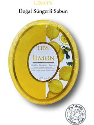 Oens Limon Özlü Doğal Süngerli Sabun Canlandırıcı ve Ferahlatıcı Cilt Temizleyici 120G