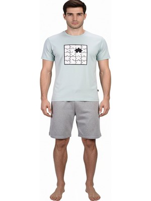 Lilian L42046F Puzzle Şort Pijama Takımı