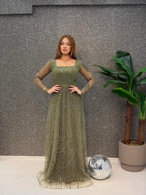 E&A Eren Abiye Kare Yaka Incı Islemelı Klos Abıye