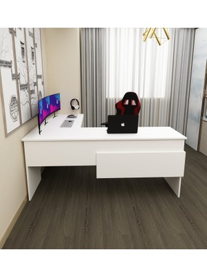 Morepp Sell L Çalışma Ofis Gaming Oyuncu Masası |beyaz-Beyaz
