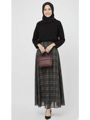 Thiff Tesettür Kadın Ekose Desen Etek