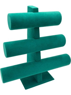 UltraMint Yeşil Kadife Üçlü Bileklik ve Saat Standı, Şık ve Fonksiyonel Tasarım