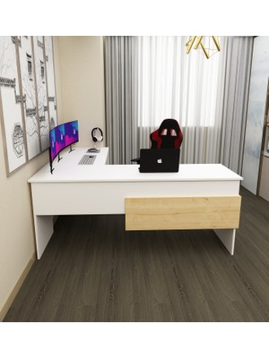 Morepp Sell L Çalışma Ofis Gaming Oyuncu Masası |beyaz-Safirmeşe