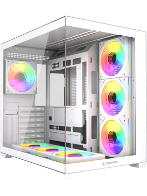 Rampage Ares Temperli Camlı 750W 80 Plus Bronze Beyaz 7*12CM Argb Fan Atx Mid-T Gaming Oyuncu Kasası