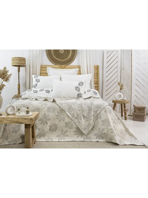 Calantha Home Collection Jasmin 7 Parça Gelin Seti Gri 240 x 260 cm