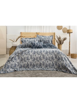 Calantha Home Collection Valencia 4 Parça Çift Kişilik Yatak Örtüsü Seti Lacivert 240 x 260 cm