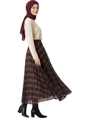 Thiff Tesettür Kadın Ekose Desen Etek