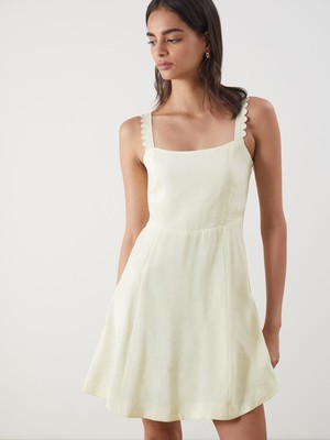 Lc Waikiki Yeni Sezon Kare Yaka Modal Karışımlı Mini Elbise