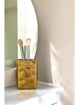 UltraMint Şık Altın Eskitme Makyaj Organizeri ve Fırçalık, Düzenleyici