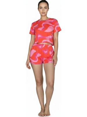 Merlot T-Shirt Şort Örme Pijama Takımı
