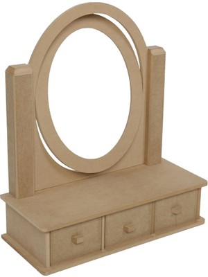 UltraMint Boyanabilir Ahşap Aynalı 3 Çekmeceli Makyaj Organizer