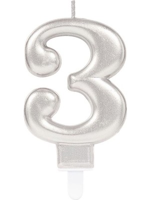 Alacak Olsam 3 Rakamı Mum Gümüş Renk