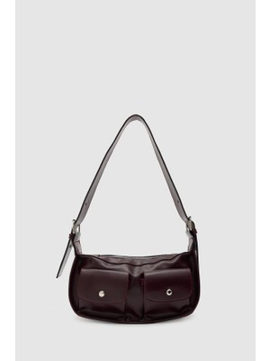 Shule Bags Diana Vintage Baget Çanta Bordo