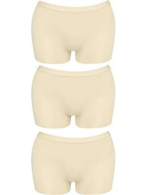 Cottonhill Basic Lazer Kesim Dikişsiz Kadın Boxer Külot Ten 3'lü Paket