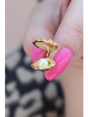 Maarketim 316L Çelik Gold Renk Açılır Midye Model Kadın Kolye