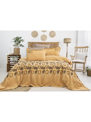 Calantha Home Collection Vintage 6 Parça Çift Kişilik Pike Takımı Turuncu 240 x 260 cm