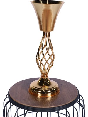 Yapay Çiçek Sitesi Metal Dekoratif Burgulu Şamdan Çiçeklik Vazo 43 cm