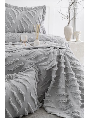 Calantha Home Collection Sofia 3 Parça Çift Kişilik Pike Takımı Gri 240 x 260 cm