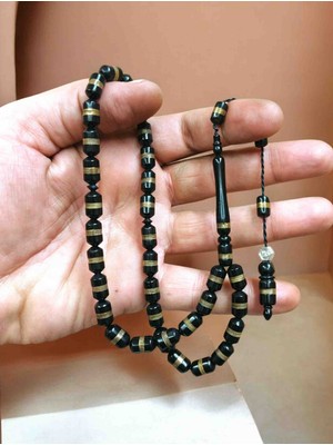 İnan Tesbih 7X11.5MM Kapsül Kesim Sarı Pirinç Sarma Imzalı Model Kuka Tesbih