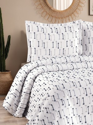 Calantha Home Collection Luna 3 Parça Çift Kişilik Pike Takımı Lacivert 230 x 240 cm