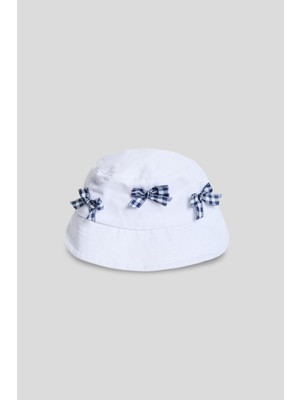 GB Baby Bg Store Kız Bebek Beyaz Şapka Çiçekli Desenli Şık Aksesuar