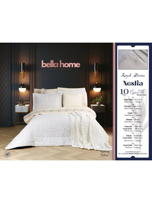 Bella Home 10 Parça Neslia Lüks Çeyiz Seti | %100 Pamuk | Şık & Zarif Tasarım | Yumuşak Dokulu