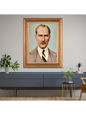 Giyense Özel Seri Altın Paspartulu Çerçeveli Atatürk Tablo FTY088