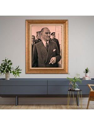 Giyense Özel Seri Altın Paspartulu Çerçeveli Atatürk Tablo FTY242