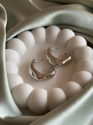 Aurah Kalın Oval Silver Küpe