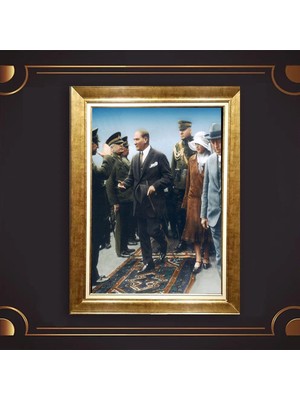 Giyense Özel Seri Altın Paspartulu Çerçeveli Atatürk Tablo FTY176