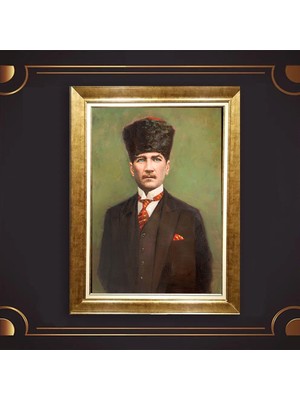 Giyense Özel Seri Altın Paspartulu Çerçeveli Atatürk Tablo FTY328