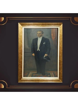 Giyense Özel Seri Altın Paspartulu Çerçeveli Atatürk Tablo FTY362