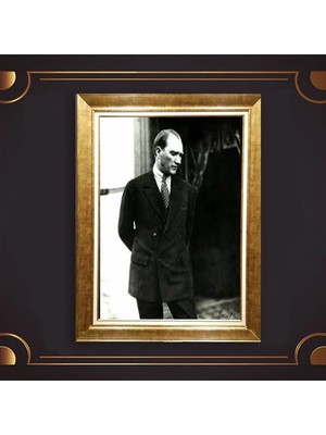 Giyense Özel Seri Altın Paspartulu Çerçeveli Atatürk Tablo FTY170