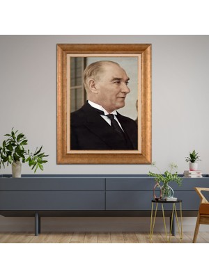 Giyense Özel Seri Altın Paspartulu Çerçeveli Atatürk Tablo FTY321