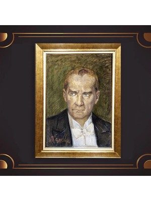 Giyense Özel Seri Altın Paspartulu Çerçeveli Atatürk Tablo FTY151