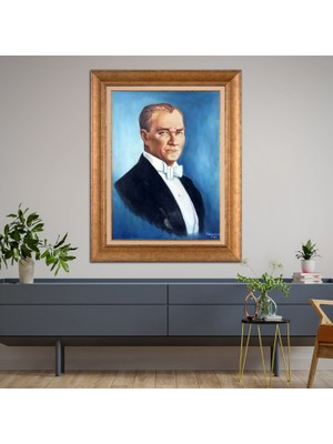 Giyense Özel Seri Altın Paspartulu Çerçeveli Atatürk Tablo FTY198