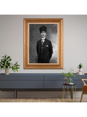 Giyense Özel Seri Altın Paspartulu Çerçeveli Atatürk Tablo FTY272
