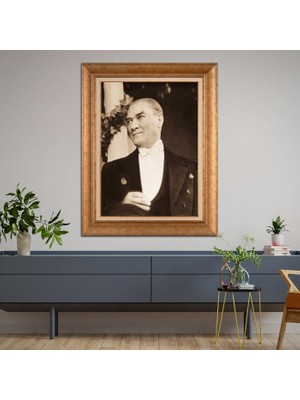 Giyense Özel Seri Altın Paspartulu Çerçeveli Atatürk Tablo FTY424