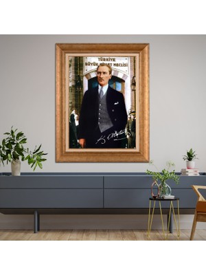 Giyense Özel Seri Altın Paspartulu Çerçeveli Atatürk Tablo FTY607