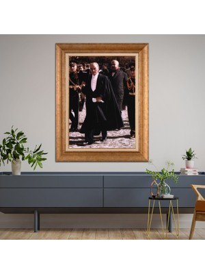 Giyense Özel Seri Altın Paspartulu Çerçeveli Atatürk Tablo FTY394